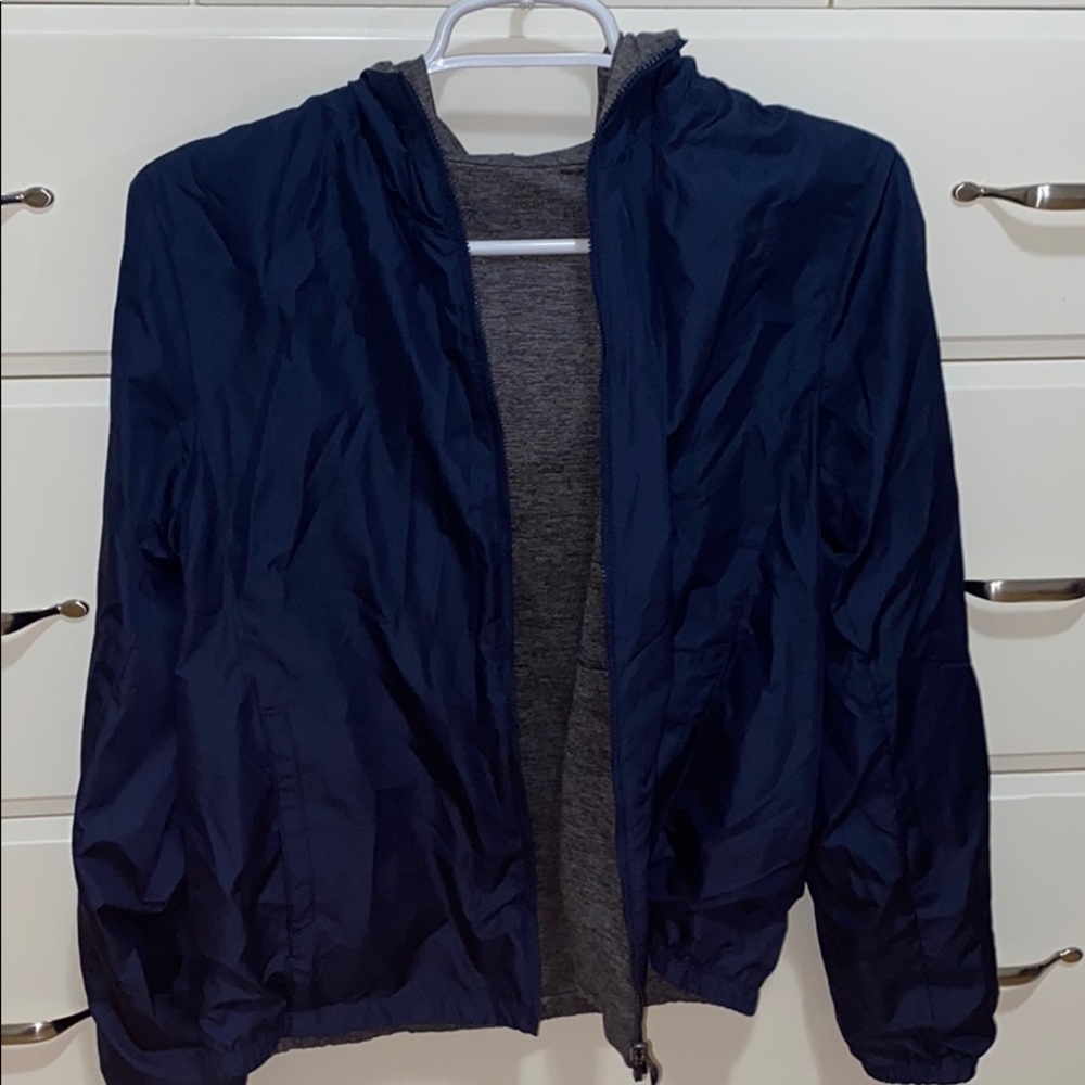 UNIQLO navy blue & grey windbreaker/parka